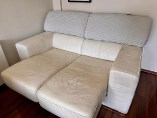 Sofá 2 plazas cuero blanco