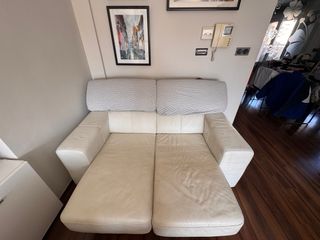 Sofá 2 plazas cuero blanco