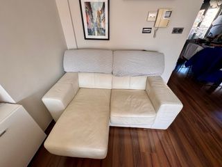 Sofá 2 plazas cuero blanco