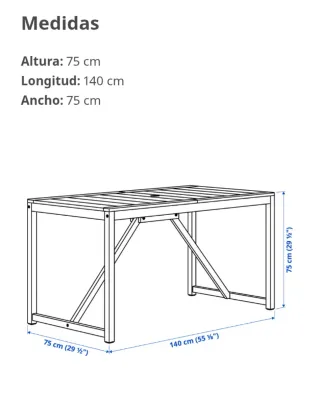 Mesa de jardín de madera Acacia
