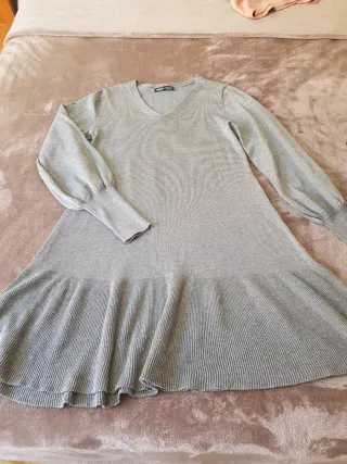 Vestido de punto fino gris