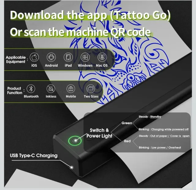 Maquina de Tatuar Kit Completo con Impresora