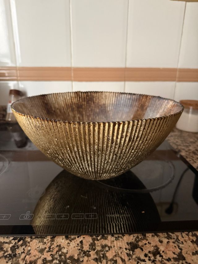 Bol decorativo cristal dorado y marrón