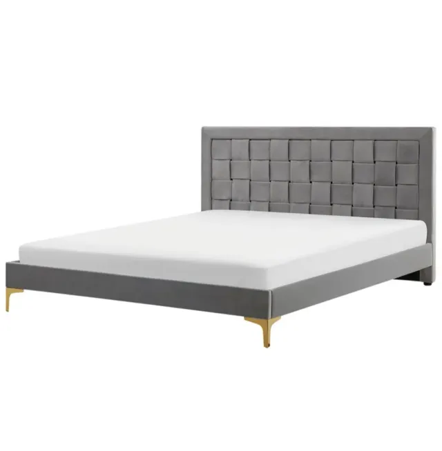 Cama Limoux 180x200 cm Gris Terciopelo