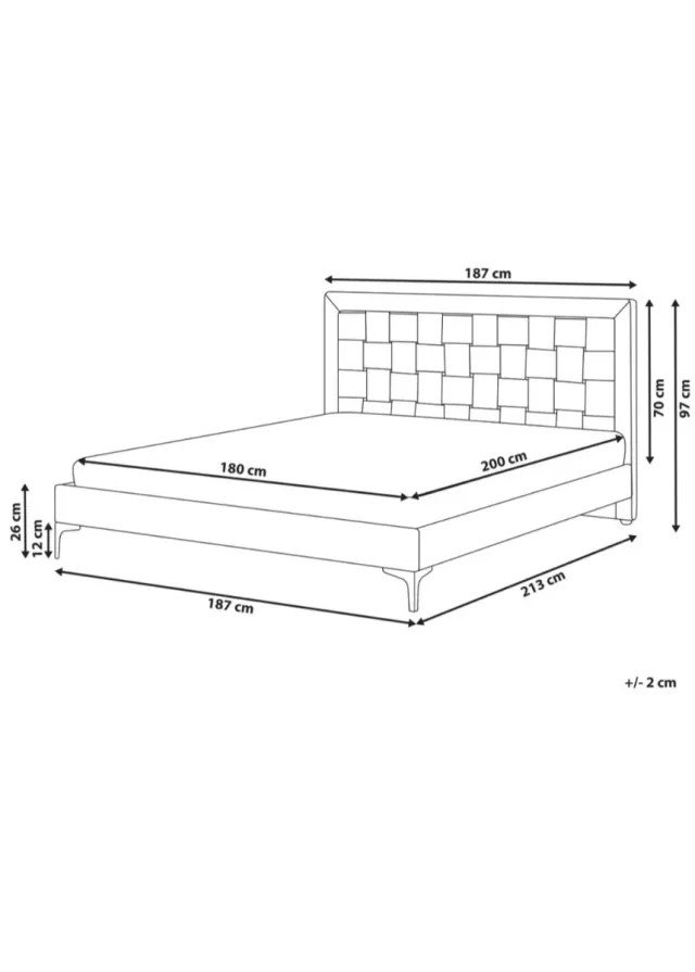 Cama Limoux 180x200 cm Gris Terciopelo
