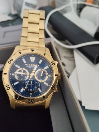 Reloj Viceroy Cronógrafo Dorado y Azul WR 100