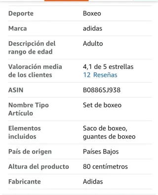 Saco de boxeo y guantes Adidas