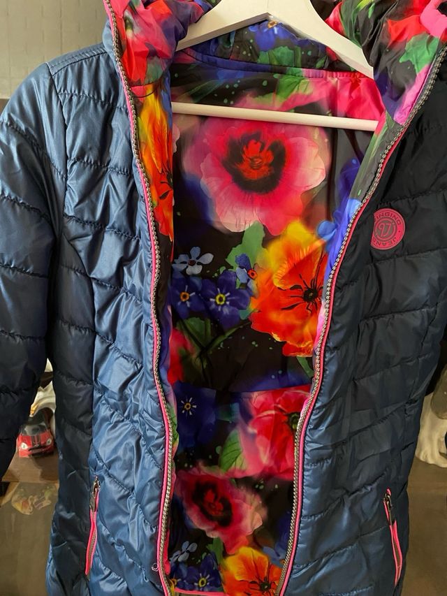 Chaqueta reversible mujer azul y rosa