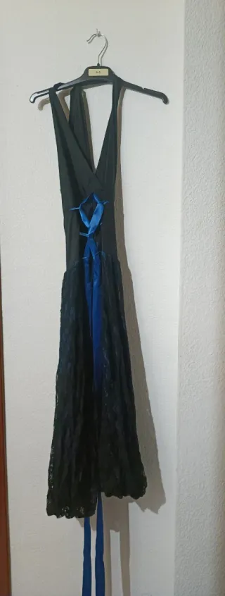 Vestido largo negro y azul