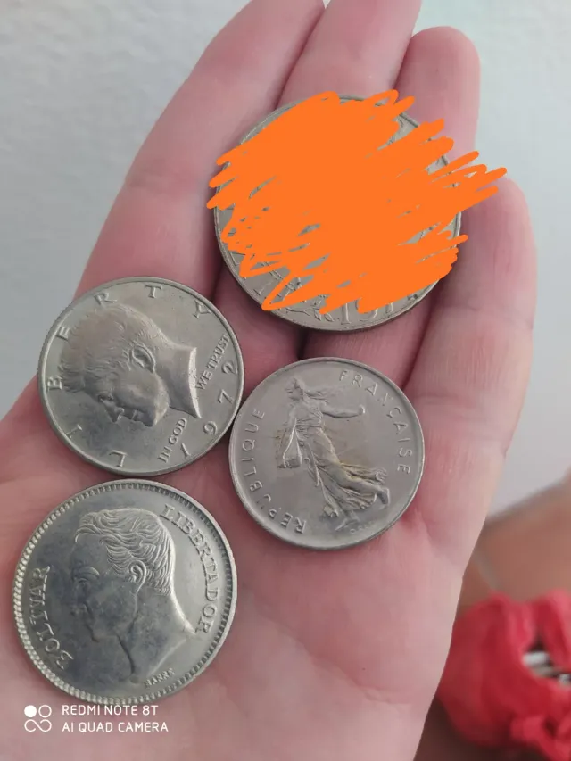 Lote de 4 monedas antiguas , Kennedy  etc