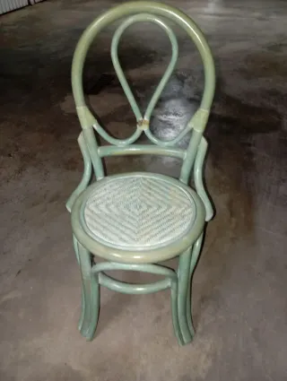 4 Sillas de Comedor Ratán y Madera