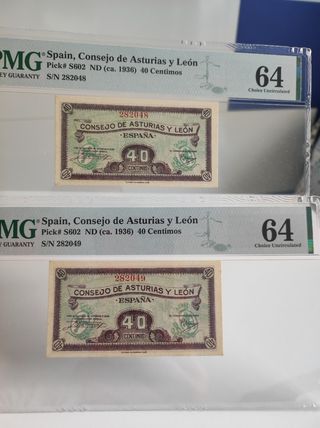 Billetes PMG 40 céntimos