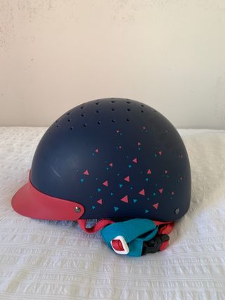 Casco de hípica azul oscuro y rosa talla M