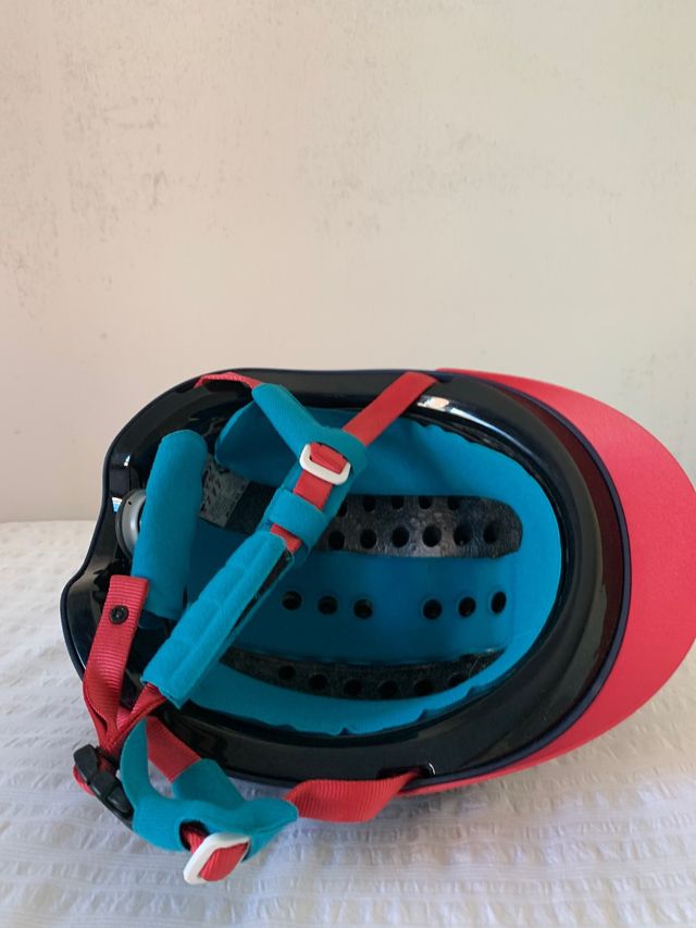 Casco de hípica azul oscuro y rosa talla M