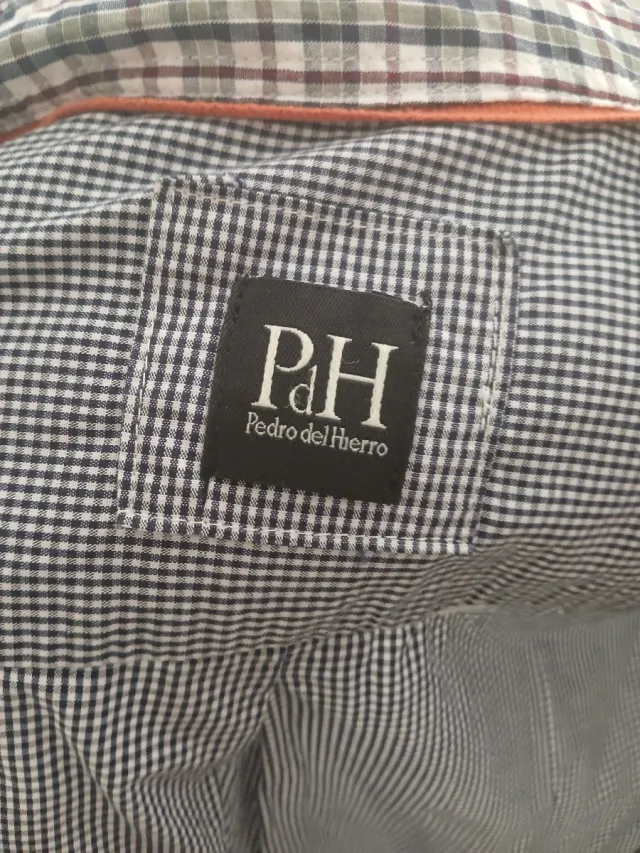 Camisa manga larga cuadros azul y blanco