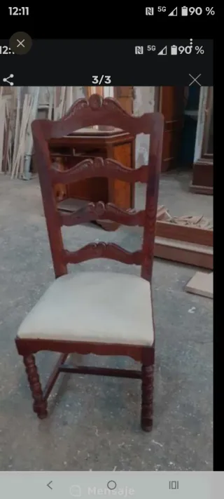Sillas de madera de tea con asiento de tela