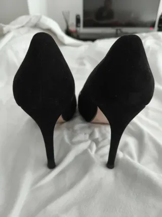Zara Zapatos Tacón Ante Negro 10cm