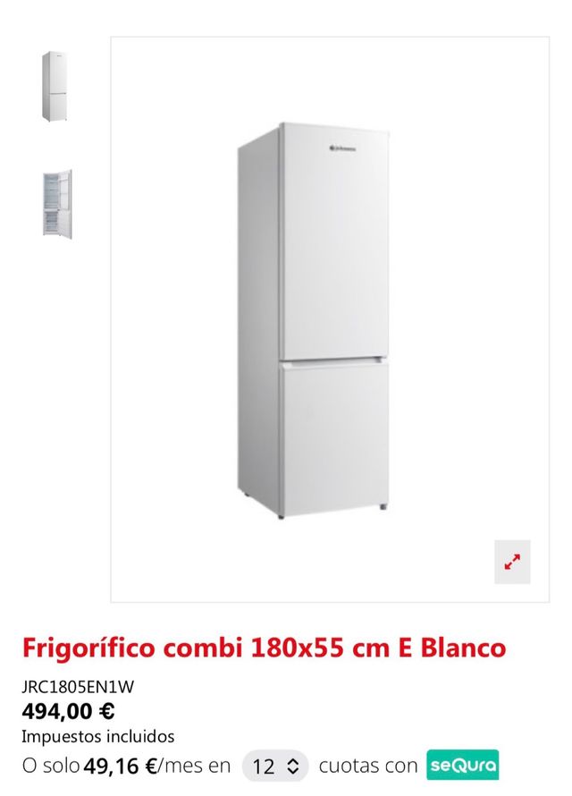 Frigorífico No Frosh 3 años de garantía