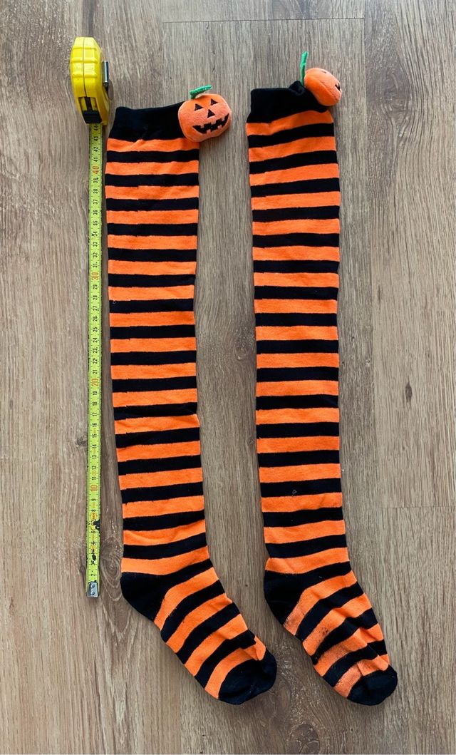 Calcetines altos Halloween rayas naranja y negro p