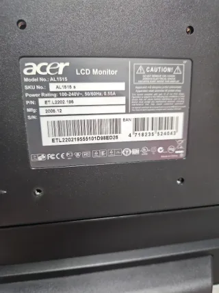 Monitor Acer AL1515s 15 Plata/Negro