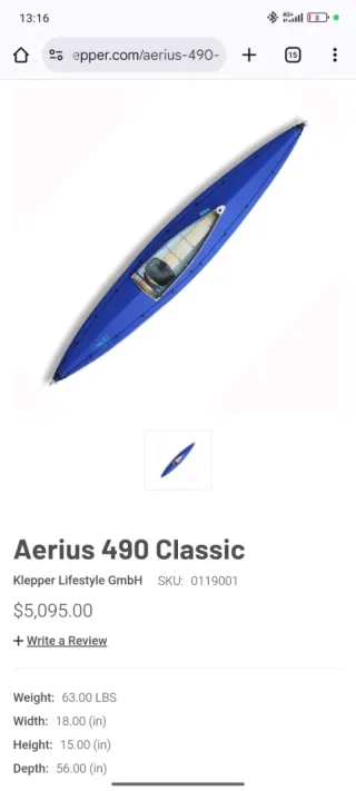 Kayak plegable Klepper con estructura de madera