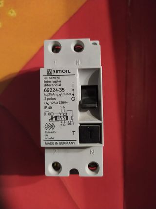 Interruptor Diferencial Simon 25A 30mA 2 Polos