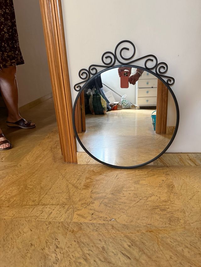 Espejo redondo decorativo negro