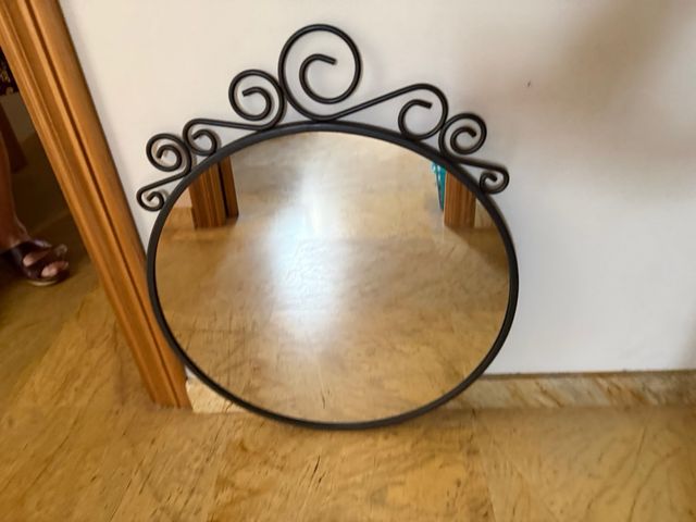 Espejo redondo decorativo negro