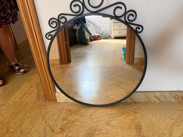 Espejo redondo decorativo negro