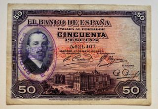 Billete 50 Pesetas 1927 Sello Republica