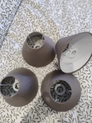 Pantallas de lámpara tela gris (4 unidades)