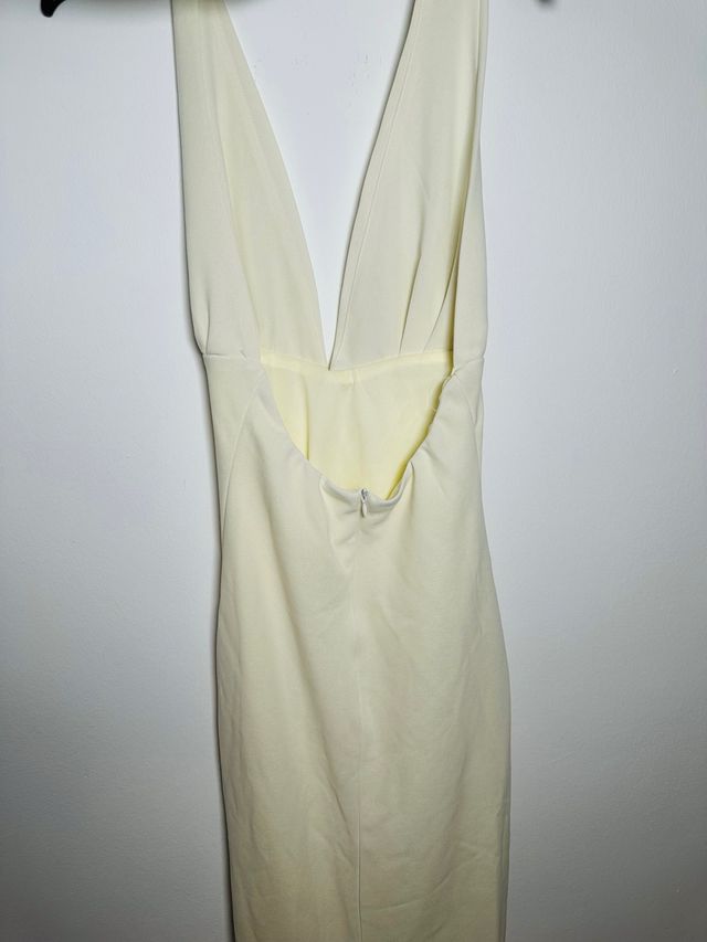 Vestido largo beige mujer