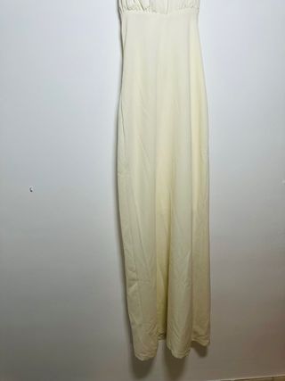 Vestido largo beige mujer