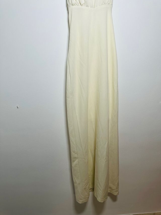 Vestido largo beige mujer