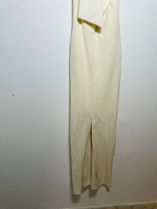 Vestido largo beige mujer