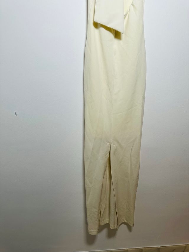 Vestido largo beige mujer