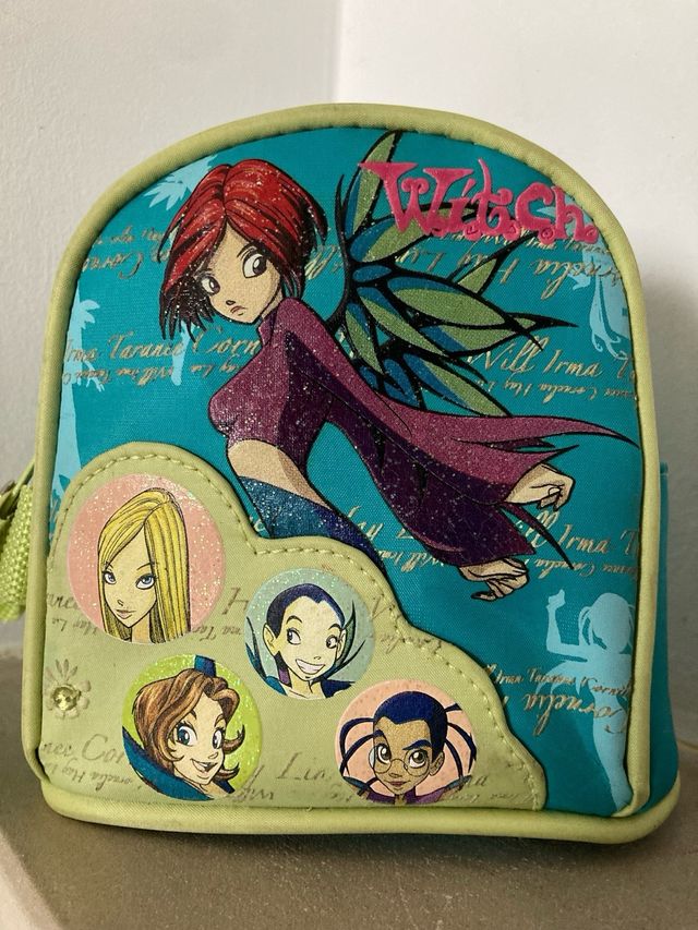 Bolsa W.I.T.C.H. verde e azul Lancheira Disney