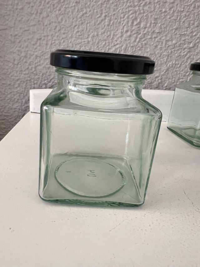6 Botes/Tarros de Cristal Cuadrados J
