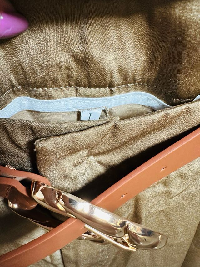 Pantalón palazzo marrón/dorado talla L