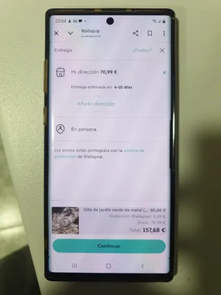 Silla de jardín verde de metal (4 sillas por 80 €)