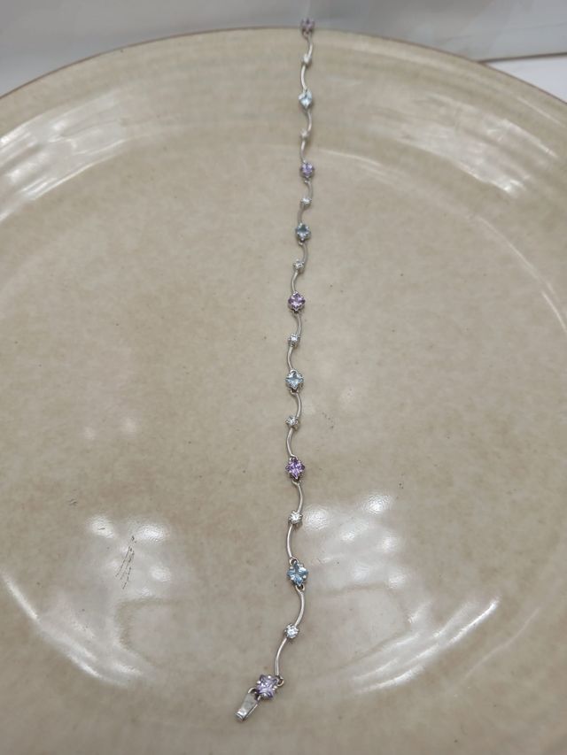 Pulsera Oro Blanco 18kl con Circonitas