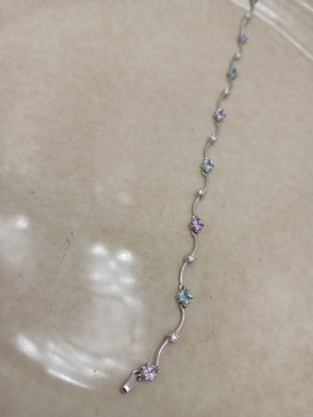 Pulsera Oro Blanco 18kl con Circonitas