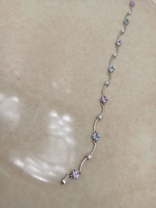 Pulsera Oro Blanco 18kl con Circonitas