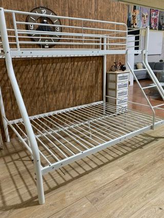 Litera Matrimonial Blanca Metal/Madera