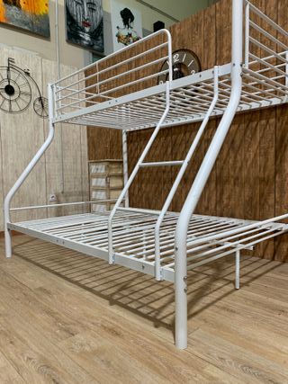 Litera Matrimonial Blanca Metal/Madera