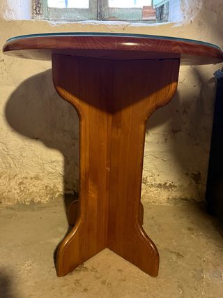 Mesa redonda madera y cristal