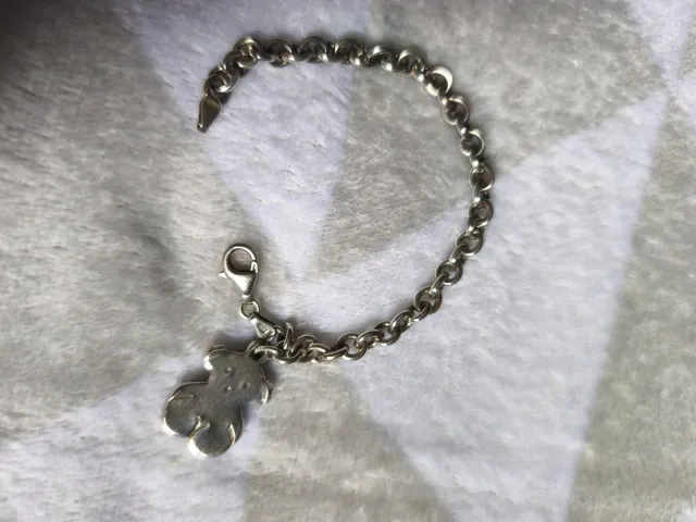 Pulsera Rolo Plata con Colgante Oso