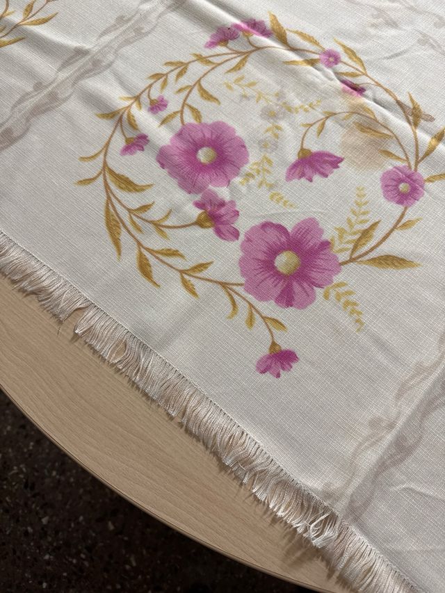 Mantel y servilletas vintage flores rosas