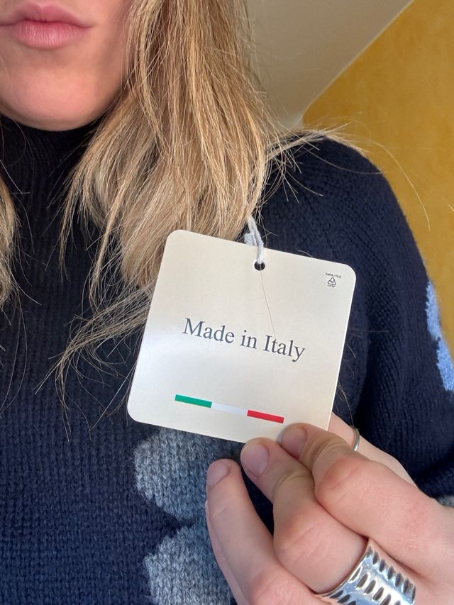 Maglione blu con fiori taglia M/L