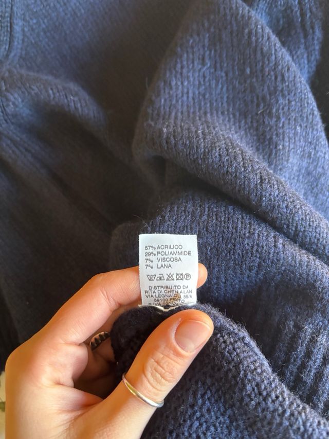 Maglione blu con fiori taglia M/L